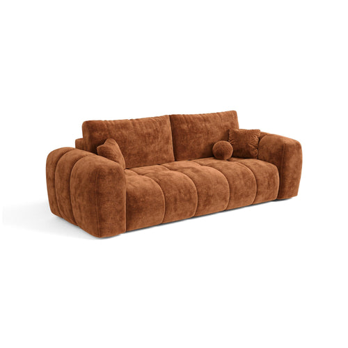 Premium Interiors - Slaapbank met opbergruimte SKY - gewaafd fluweel terracotta 260cm