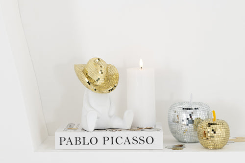 J-Line decoratie Appel Spiegel - polyresin - goud - small
