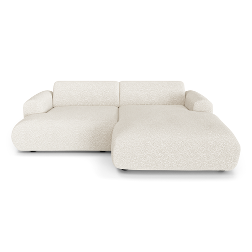 Sia Home - Rechthoekige hoekbank MYRA - bouclé-stof crème 266cm