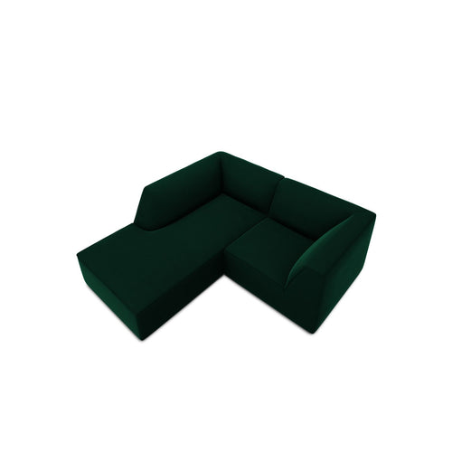 Cosmopolitan Design - Modulaire hoekbank links Siena 3-zits, flueel flessengroen - 180x186x69cm