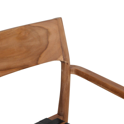 Raw materials eetkamerstoel Freya - zwart - teakhout & leer - 54x45x80 cm - vtwonen shop