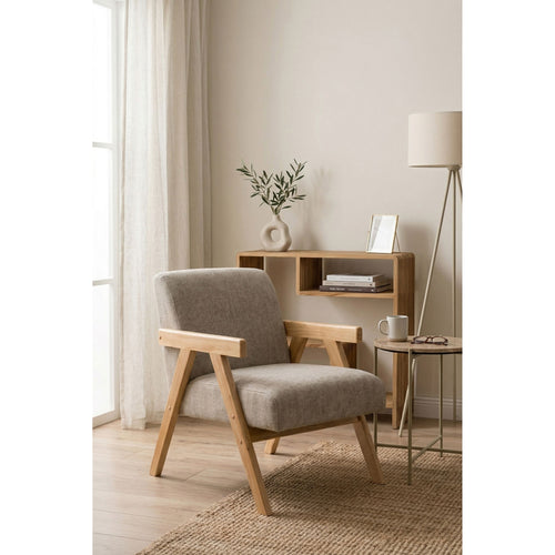 Housecraft Living Panadero Fauteuil met armleuning Hout Naturel/ Beige