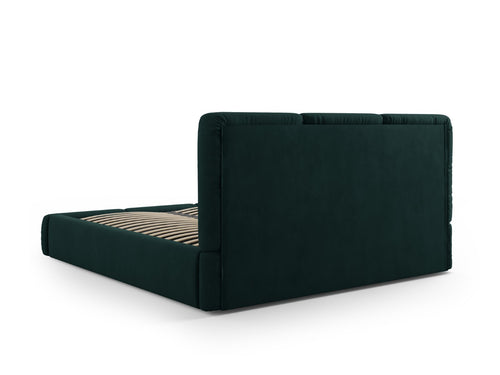 Cosmopolitan Design Opbergbed met hoofdeinde Nicolas 200x200cm, chenille, flessengroen - 220x220x100cm