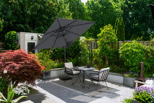 Garden Impressions Lotus parasolset 250x250 donkergrijs met voet en hoes