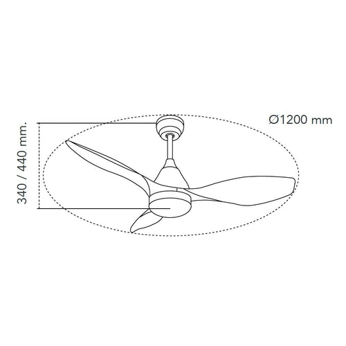 CristalRecord plafondventilator Stel - 1 lichts - 120  x 44   cm - zwart hout