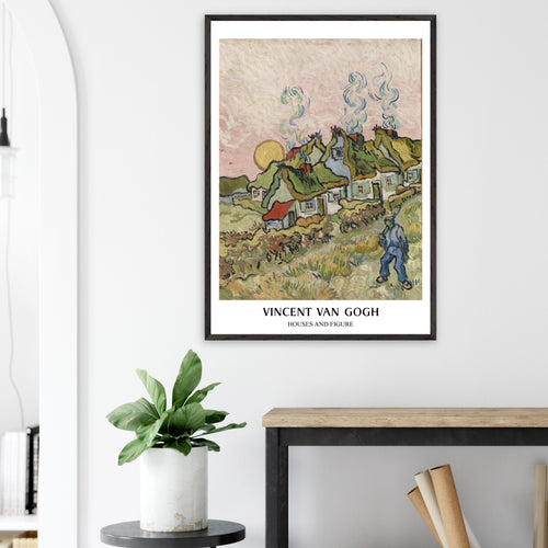 Artfulprints Poster Vincent van Gogh - Houses and figures   - 30x40 cm - Groen