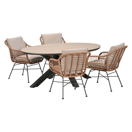 Garden Impressions Tuinset Lucas bruin 5-delig - Tulli tuintafel 180x115 cm