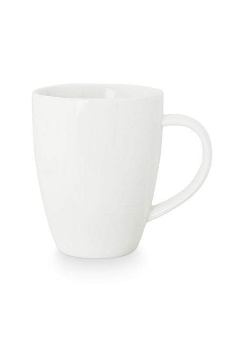 vtwonen XL Mokken met Oor - Grote cappuccino kop Set van 4 Koffiekopjes - Wit - Porselein - 400ml - vtwonen shop