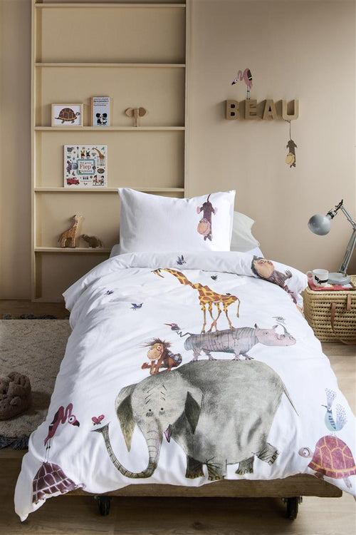 Beddinghouse x Fiep Amsterdam dekbedovertrek Dieren Stapelen - 140x200 cm - multi