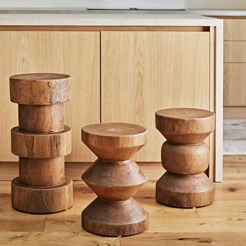 Raw Materials Forma teak bijzettafel Rizo naturel - 30x30x45 cm