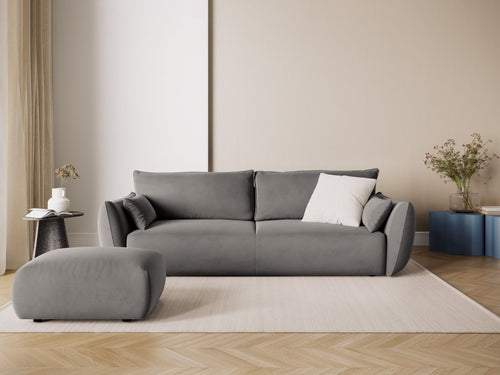Cosmopolitan Design Poef Matera flueel grijs - 68x86x40cm