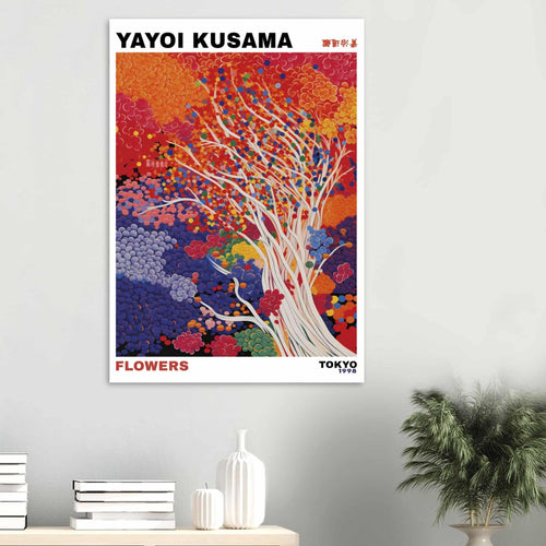 Artfulprints Poster met Lijst Yayoi Kusama - Artistic tree   - 70x100 cm - Meerkleurig