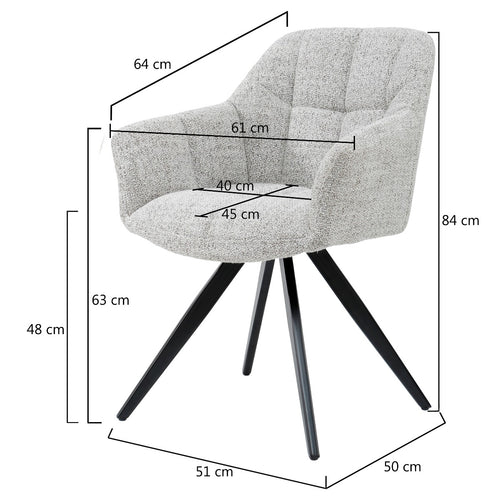 Livingfurn eetkamerstoel Tommy Bisque Oasis - Beige - Set van 2