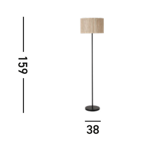 Searchlight - Meadow 1-lichts vloerlamp, natuurlijke graskap en zwart metaal