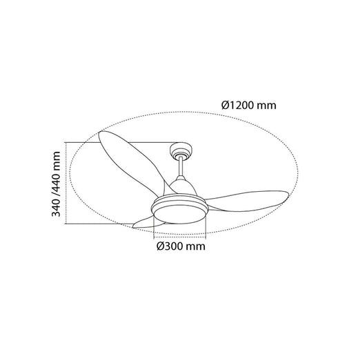CristalRecord plafondventilator Steldos - 1 lichts - 120  x 44   cm - wit