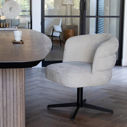 DÉJA Living Eetkamerstoel Félix - Metaal/Stof - Taupe - Set van 2