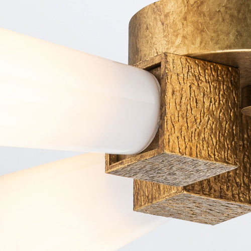 Mehrarmige, halbbündige Deckenleuchte, modern, im Used-Look, Gold, 4 x E27