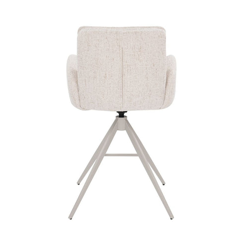 Giga Meubel Barstoel Tina - Beige - Draaibaar - Scandinavisch - Armleuningen - Stof - Set van 2