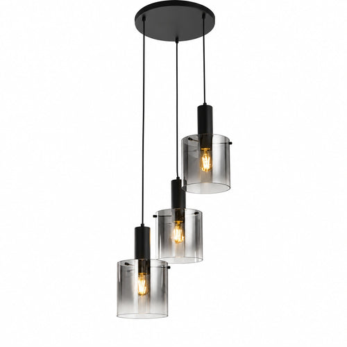Searchlight hanglamp Sweden - 3 lichts - 47  x 150   cm - zwart