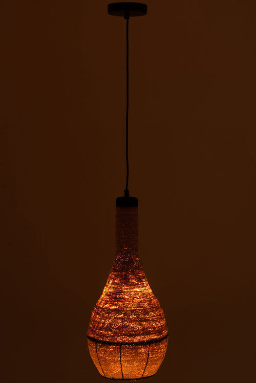 J-Line hanglamp Peer Lijnen - zeegras - naturel/zwart
