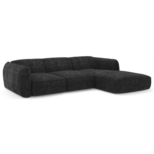Sia Home - Rechthoekige hoekbank LIVIA - geweven fluweel donker antraciet 272cm