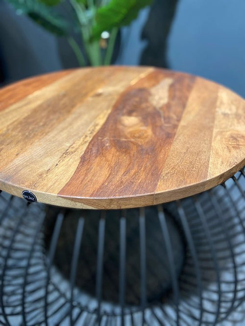 FurniLux Salontafel Mangohout - Bijzettafel - Rond - Industrieel - 65 x 65 x 51cm (lxbxh) - vtwonen shop