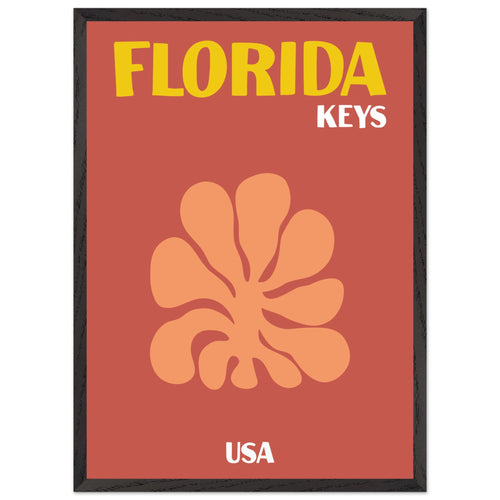 Artfulprints Poster met Lijst USA - Florida Keys   - 50x70 cm - Terracotta