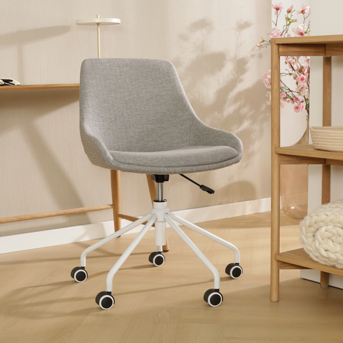 Nolon Nout-Isa Bureaustoel Warm Grijs - Stof - Wit Onderstel - vtwonen shop