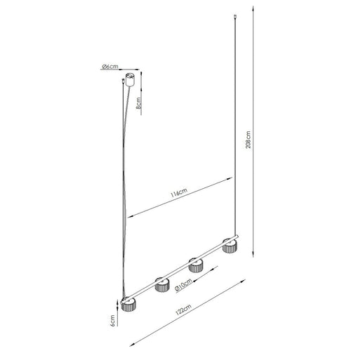 Sollux Lighting Kroonluchter AURA 4 geel Gx53 - 122x10x208cm
