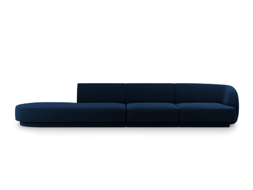 Micadoni linker bank Miley 4-zits, flueel, koningsblauw - 90x323x70cm