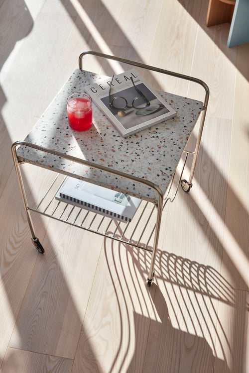 Hübsch trolley Wave - ijzer/terrazzo - 50x49xh62cm