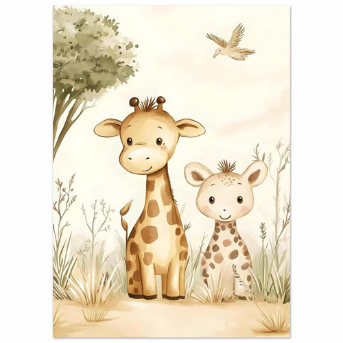 Artfulprints  Liefdevolle giraffen   poster 50x70 cm - vtwonen shop