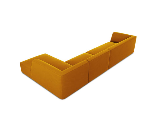 Micadoni rechter hoekbank Ruby 5-zits, flueel, geel - 180x366x69cm