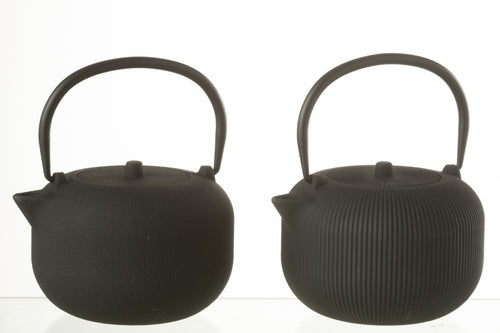 J-Line theepot - metaal - zwart - 2 stuks - vtwonen shop