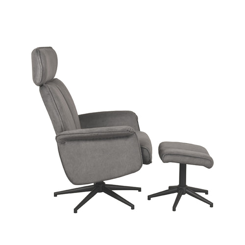 LABEL51 Relaxfauteuil Verdal - Antraciet - Draaibaar - Incl. Hocker