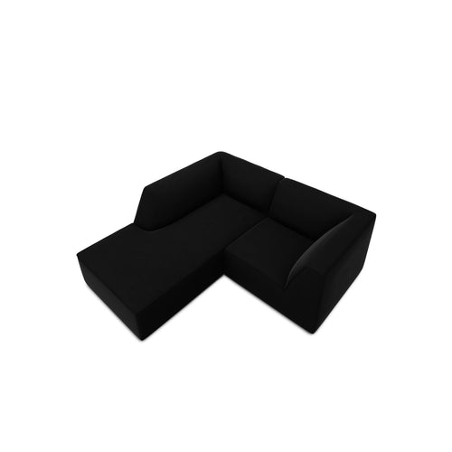 Cosmopolitan Design - Modulaire hoekbank links Siena 3-zits, flueel zwart - 180x186x69cm