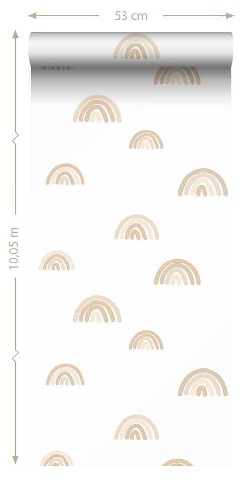 ESTAhome behang regenboogjes beige en wit - 53 cm x 10.05 m - 139684 - vtwonen shop