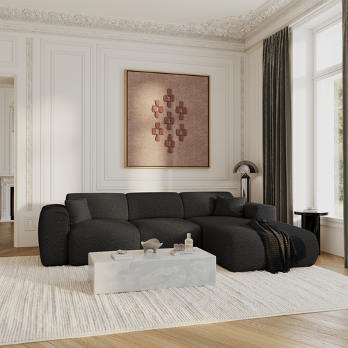 Sia Home - Hoekbanken YUMA - Bouclette stof - Zwart - 283cm