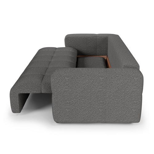 Premium Interiors - Slaapbank met opbergruimte VIBE - bouclé-stof grafietgrijs 247cm