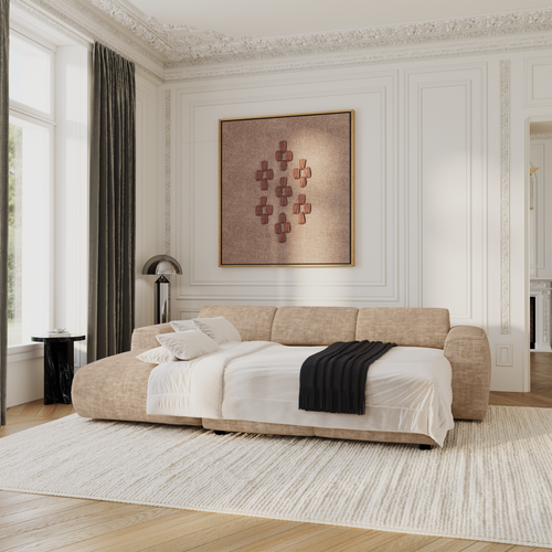 Sia Home - Hoekbanken YUMA - Fluweel met structuur - Mol - 283cm