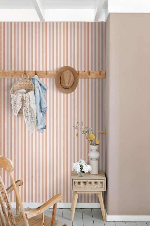 ESTAhome behang strepen paars en roze - 50 x 900 cm - 132257