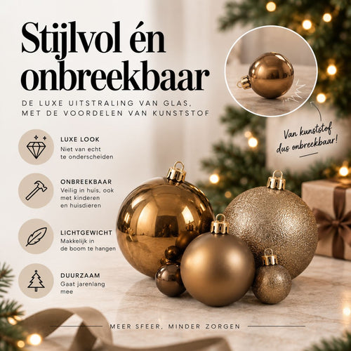 Mica Decorations Bal Onbreekbaar Donkerblauw 46 Stuks - Kerstballenset met Glanzende, Matte en Glitter Afwerking - Onbreekbare Kerstballen van