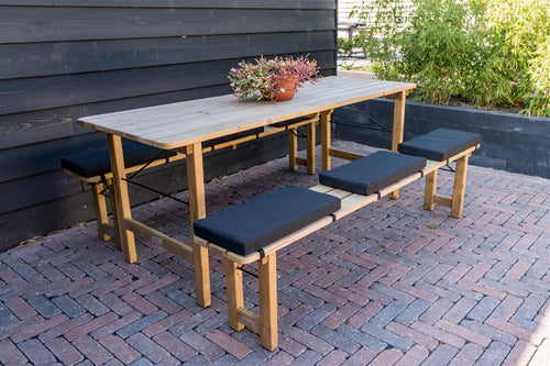 MaximaVida picknicktafel kussenpakket Havana zwart 55 x 27,5 x 5 cm - waterafstotend - 6 stuks