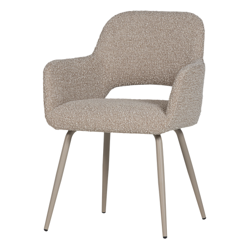WOOOD eetkamerstoel Jenny - Bouclé - Zand Melange - Set Van 2 - 80x58x58
