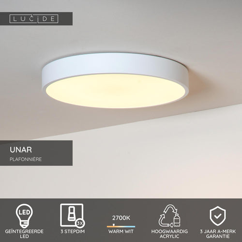 Lucide plafonnière UNAR - Geïntegreerde LED - Wit