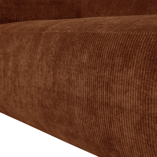 WOOOD 2-zits bank arm links Mojo Base - Rib - Roestbruin - 74x185x97