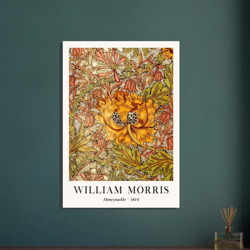 Artfulprints Poster met Lijst William Morris - Honeysuckle II 1876   - 50x70 cm - Oranje