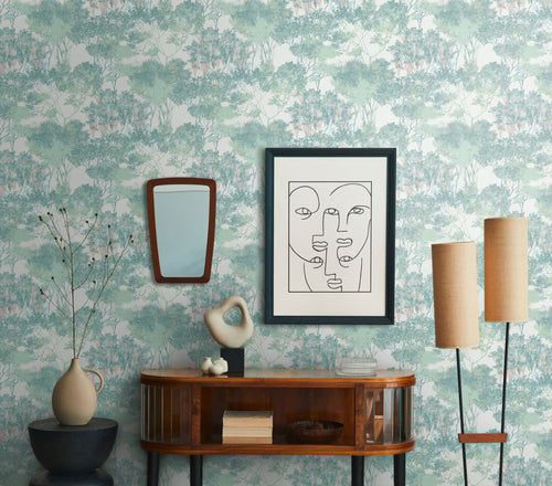 Livingwalls behang bloemmotief meerkleurig, groen, wit, oranje en blauw - 53 cm x 10.05 m - AS-391733 - vtwonen shop