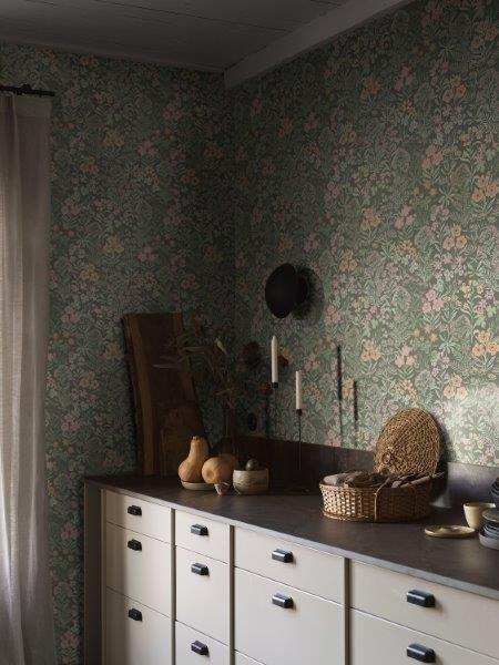 Borastapeter behang veldbloemen roze, groen en bruin - 53 cm x 10.05 m - 660351 - vtwonen shop