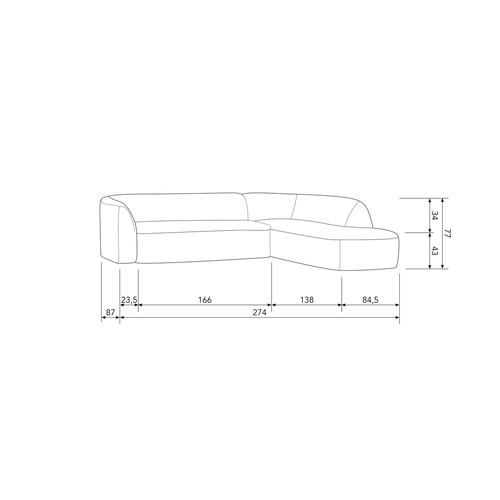 BePureHome hoekbank rechts Sloping - Chenille - Grijs Melange - vtwonen shop